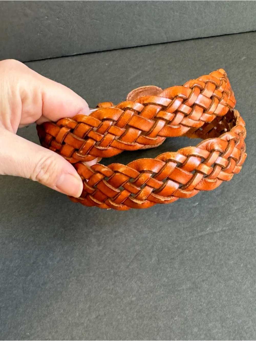 Vintage Brown Woven Leather Belt Talbots Braided‎ Womens Medium Boho Festival